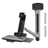 Ergotron ? Système combo assis/debout StyleView avec petit support d?unité centrale, blanc brillant (45-273-216)-Ajustement ergonomique de la hauteur de l?écran ACL de 25 po pour un travail assis ou debout