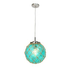 Elegant Designs Buoy Netted Nickel brossé Coastal Ocean Sea Glass Pendant with Natural Rope, Aqua-Ampoule à culot moyen de type A 19 de 40 watts vendue séparément