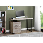 Monarch Specialties - 7410 Bureau 48 po L - Faux Bois Taupe/Metal Noir-Conçu de manière durable avec une finition stratifiée beige taupe aspect bois récupéré et un pied en forme de U en métal noir robuste pour un aspect contemporain, avec un plateau facile à nettoyer, idéal pour étudier, écrire ou travailler sur votre ordinateur portable.