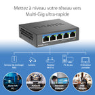 D-Link - Commutateur non géré multi-Gigabit 5 ports de D-Link-Le contrôle de flux aide à minimiser les paquets perdus pour une connexion plus fiable