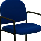 Flash Furniture – Chaise empilable en tissu avec structure en acier et accoudoirs, bleu marine-Appui-bras courbé