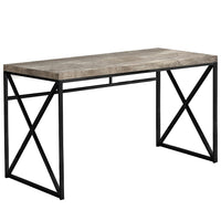 Monarch Specialties - 7452 Bureau 48 po L - Faux Bois Taupe/Metal Noir-Bureau d'écriture et d'ordinateur contemporain avec beaucoup d'espace pour un ordinateur de bureau ou un ordinateur portable, en un stratifié taupe-beige recyclé, aspect bois, avec finition sur tous les côtés.