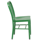 Chaise pour l'intérieur / l'extérieur en métal vert de qualité commerciale, lot de 2-Dossier à lattes vertical courbé