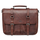 Mancini - Mallette pour portatif de 15 po 99-5464 avec pochette anti-RFID, un compartiment, 15,25 x 4 x 11,5 po, brun-Cuir de buffle huilé et ciré à grain supérieur brun