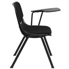 Flash Furniture - Chaise coquille ergonomique rembourrée noire avec accoudoir-tablette rabattable pour gauchers-Capacité de poids de 880 lb