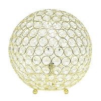 Lampe de table Elegant Designs à paillettes boule de cristal de 10 pouces, dorée-Lampe de table