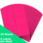 JAM Paper Étiquettes postales de couleur néon fluorescent, 3 1/3 x 4 po, rose néon, 360/paquet-Rose
