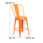 Flash Furniture – Tabouret de comptoir en métal, intérieur/extérieur, hauteur de 24 po, orange (CH3132024GBOR)-Structure en acier galvanisé