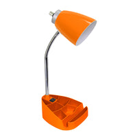 LimeLights -Lampe de bureau organisateur à col de cygne de 18-1 / 2 "avec support et prise de charge - Orange-Lampe de bureau à col de cygne avec support pour tablette et prise de charge