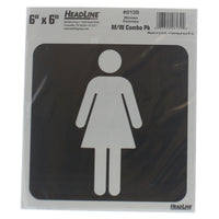 Headline Sign - Ensemble d'autocollants Homme/Femme - 6 po H x 6 po L - Noir/Gris - Paquet de 2-Message du panneau : « PICTOGRAMME FEMME ET PICTOGRAMME HOMME »
