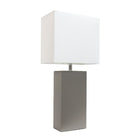 Elegant Designs - Lampe de table incandescente, gris (LT1025-GRY)-Base recouverte de cuir véritable
