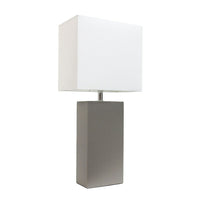 Elegant Designs - Lampe de table incandescente, gris (LT1025-GRY)-Base recouverte de cuir véritable
