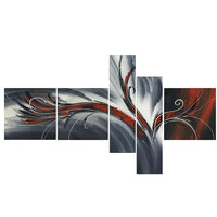 Design Art – Art Abstract Thought, impression sur toile de première qualité, 5 panneaux (PT143-RED)-Impression