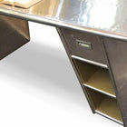 Plata Import - Road Bureau Bureau Bureau Aluminium Riveté, Gris-1 tiroirs