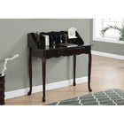 Monarch Specialties - 3100 Bureau 36 po L - Cerise Fonce Traditionnel-Pieds en bois massif de style Queen Anne avec deux petits tiroirs de rangement et un grand tiroir central avec boutons en bois pour garder votre bureau bien rangé.