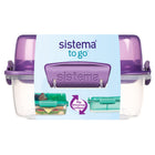 Sistema - Contenant carré Lunch Stack To Go - 1,24 L-Bases transparentes, couvercles colorés - vont au lave-vaisselle, sur le support supérieur seulement
