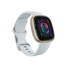 Google - Fitbit Sense 2 montre intelligent – Bleu brume/Aluminium or pâle-Autonomie de la batterie de plus de 6 jours : avec une longue durée de vie de la batterie, Sense 2 suit toutes vos statistiques de santé et de forme physique pendant plus de 6 jours sans avoir à s'arrêter pour une charge. Varie selon l'utilisation et d'autres facteurs; jusqu'à 12 heures avec GPS continu