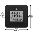 Marathon - Horloge numérique Cl030049bk, avec jour, date, numéro de semaine, température, alarme, phase lunaire, 8 x 8 x 1, noir-Taille du cadran : 3,75 po x 4,5 po
