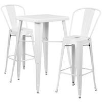 Flash Furniture – Ensemble avec table bistro et 2 tabourets, intérieur/extérieur, métal, blanc (CH31330B230GBWH)-Ensemble de table et tabouret à la hauteur de comptoir