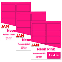 JAM Paper – Étiquettes d'adresses postales, 2 po x 4 po, rose fluo, 3 paquets de 120-Dimensions : 2 po x 4 po