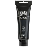 Liquitex Basics – Peinture acrylique 1046244, noir d'ivoire, tube de 118 ml-Formulée avec des pigments de qualité artistique sur lesquels l'artiste peut compter