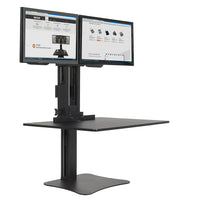Victor – Convertisseur de bureau assis/debout manuel High Rise pour deux moniteurs (DC350)-Le convertisseur de bureau assis/debout pour deux moniteurs permet aux utilisateurs de se tenir dans la bonne posture
