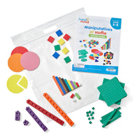 Hand2Mind - Trousse de manipulation à emporter, de la 3e à la 5e année-Chaque kit est livré dans un sac reseable et un guide facile à suivre qui explique aux parents comment chaque manipulateur est utilisé et donne des exemples d'activités pour chacun.