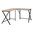 Monarch Specialties - 7197 Bureau - 55 po L/Dessus Taupe Fonce De Coin/Metal Noir-Bureau d'ordinateur en coin simple et contemporain en forme de L avec des surfaces de travail spacieuses