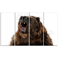 Designart – Fierce Grizzly, impression sur toile, 5 panneaux (PT2345-271)-Impression