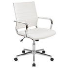 Flash Furniture Chaise De Bureau Pivotante Exécutive Nervurée Leathersoft-Blanc (BT20595M1WH)-Rembourrage LeatherSoft Blanc