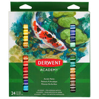 Derwent – Peinture acrylique, 24 couleurs-Au moment du séchage, la peinture acrylique Derwent Academy forme une pellicule protectrice résistante à l’eau qui conserve la couleur de votre œuvre sans jaunissement ou fissures