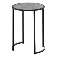 Monarch Specialties - 2206 Table D'Appoint - 24 po H/Fausse Pierre Grise/Metal Noir-Table d'appoint élégante pour les salons ou les chambres