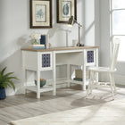 Sauder 54"W La Collection Cottage Road Bureau - Finition Soft White-  Façades des tiroirs ornées de carreaux décoratifs
