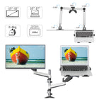 ShoppingAll - Bras à ressort à gaz pour double moniteur et ordinateur portable - Blanc-Dimensions: 17,7 po lo x 12,6 po larg x 7,7 po H