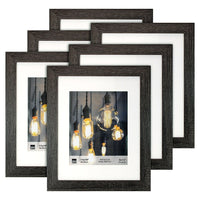 Kiera Grace – Cadre photo Loft, 11 x 14 po ou 8 x 10 po avec passe-partout, noir bois flottant, 6/ensemble (PH44115-7MC)-Fini noir bois flottant