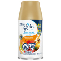 Glade - Recharge pour vaporisateur automatique - Brise exotique-Le parfum de ce purificateur d’air Glade est soigneusement élaboré par des maîtres parfumeurs à partir de notes d'ananas, de nectar de pêche juteuse, de mangue et de baies rouges qui s’entrecroisent pour créer le parfum de longue durée d'un paradis tropical