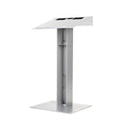 Urbann - Lutrin Y55 sans roulettes, aluminium et bois, cognac-Couleur : Gris clair et bois teint cognac