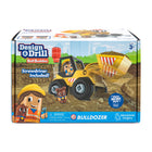 Educational Insights - Conception & Drill Bolt Buddies Bulldozer-La construction rencontre le jeu de feint ! Les enfants utilisent un tournevis portable et des boulons colorés pour construire leur propre bulldozer, avec un seau à pelle qui se déplace de haut en bas, puis font entrer le travailleur de la construction Bolt Buddy et le copain animal dans le véhicule et creusent dans le jeu de jeu
