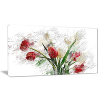 Designart – Art imprimé sur toile, roses blanches et rouges (PT3435-32-16)-Impression