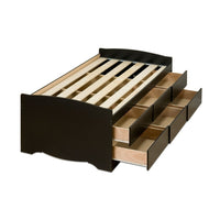 PrepacMC – Lit jumeau de rangement capitaine haut à 6 tiroirs, 41 po, fini noir-Fini noir intense, composite de bois stratifié durable