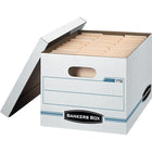Boîte de rangement au format lettre/légal Bankers Box Stor/File, paquet de 25-Résistance à l’empilement moyenne, pour un usage occasionnel avec ou sans étagère.