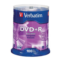 Verbatim - DVD+R 4,7 Go, 16x, paq. cyl./100-Compatibles avec le matériel DVD+R 1x à 16x   