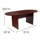 Flash Furniture Table De Conférence Ovale 6' - Acajou(GCTL1035MHG)-35"W x 72"D x 29.5"H