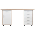 Winsome - Bureau modulaire 18350 Kenner 3 pièces, fini blanc et bois vieilli-Bureau modulaire