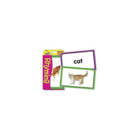 Trend Enterprises Rhyming Pocket Flash Cards, Grades Kindergarten - 2-Les cartes montrent des mots qui riment. Photos de mots courants sur les façades ; mots épelés au dos.