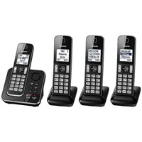 Panasonic - Téléphone sans fil KXTGD394B à 4 combinés avec répondeur-Système à 4 combinés, expansible à 6 combinés
