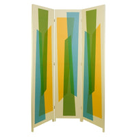Kiera Grace – Cloison Austin Vance à 3 panneaux, 47 x 71 po, blanc avec motif abstrait multicolore-Séparateur de pièce à 3 panneaux: Créez un nouvel espace avec un magnifique séparateur de pièce facile à utiliser. Créez de l'intimité dans votre maison, créer une nouvelle pièce ou cacher des éléments de rangement