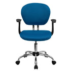 Flash Furniture - Fauteuil fonctionnel H2376FTURARMS, dossier mi-hauteur, mailles, accoudoirs fixes, turquoise-Chaise de travail contemporaine