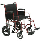 Drive Medical - Fauteuil de transport bariatrique avec repose-pieds rabattables, rouge, largeur d'assise de 22 po-Rouge, acier