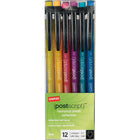 Staples – Portemines Postscript, 0,7 mm, couleurs variées, paquet de 12-Portemine à pointe rétractable produisant une écriture lisse; avec gomme à effacer